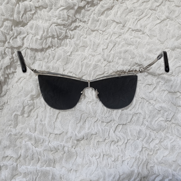 SAINT LAURENT * Women's Silver 60mm Cat Eye Sunglasses, NWT - Picture 9 of 11